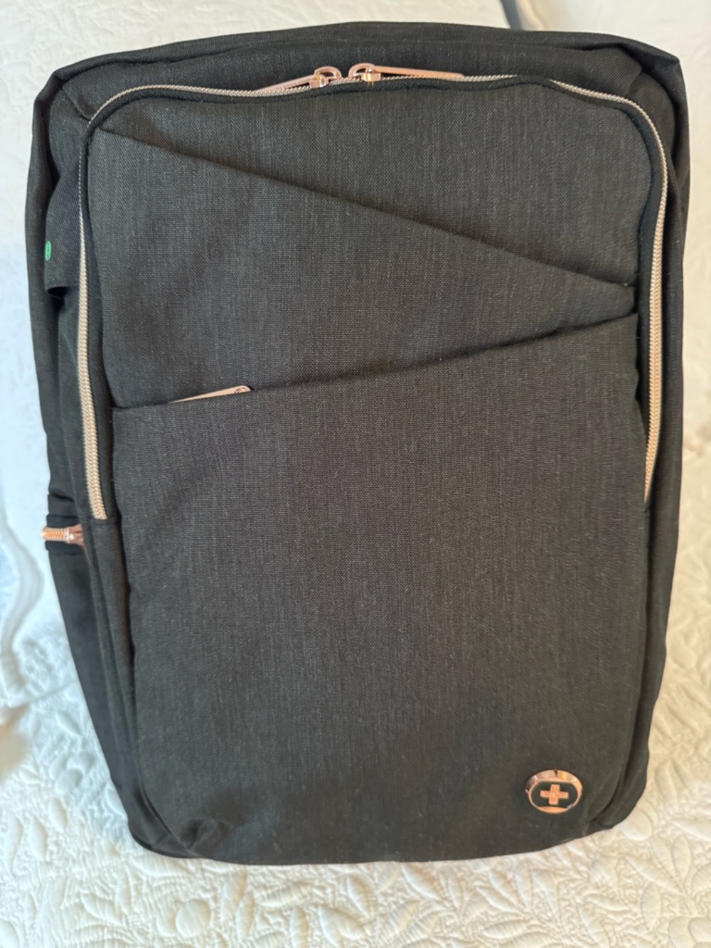 Swissdigital Backpack for Travel/Business/Laptop, Rose Gold zippers, New, $45.